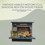 AR015 Vintage Harley Motorcycle Shadow Box on Wood Frame 